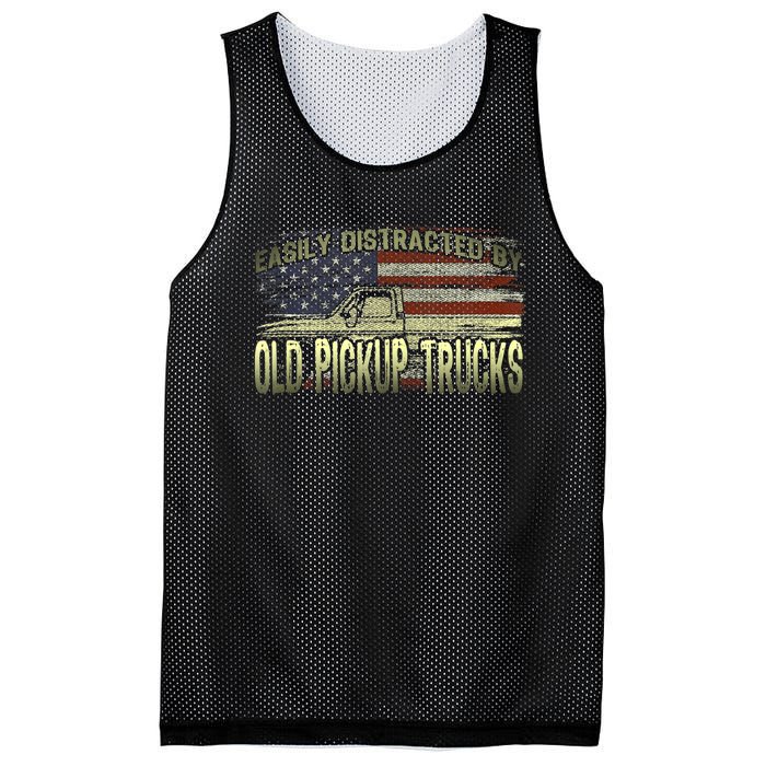 Easily Distracted By Old Pickup Trucks American Flag Truck Mesh Reversible Basketball Jersey Tank