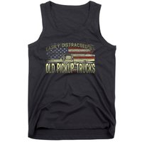 Easily Distracted By Old Pickup Trucks American Flag Truck Tank Top