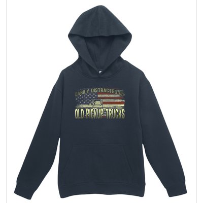 Easily Distracted By Old Pickup Trucks American Flag Truck Urban Pullover Hoodie