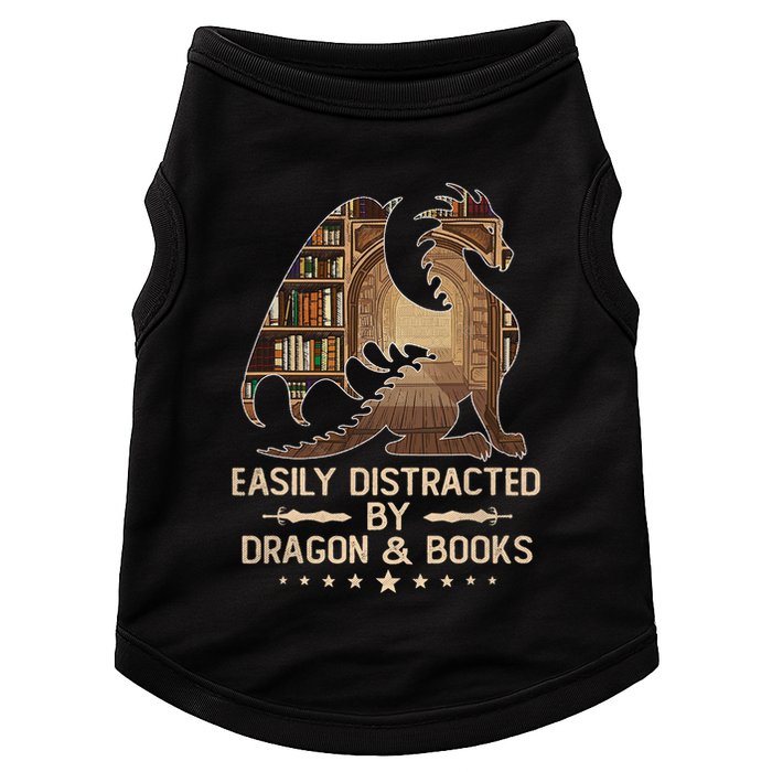 Easily Distracted By Dragons And Books Doggie Tank