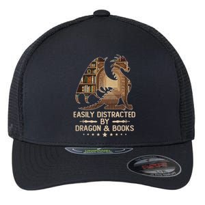 Easily Distracted By Dragons And Books Flexfit Unipanel Trucker Cap