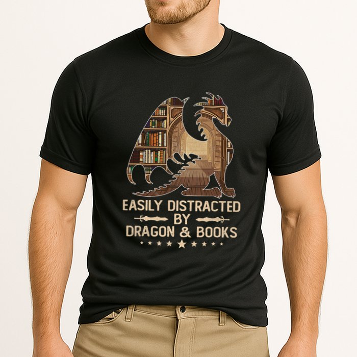 Easily Distracted By Dragons And Books Performance Shirt