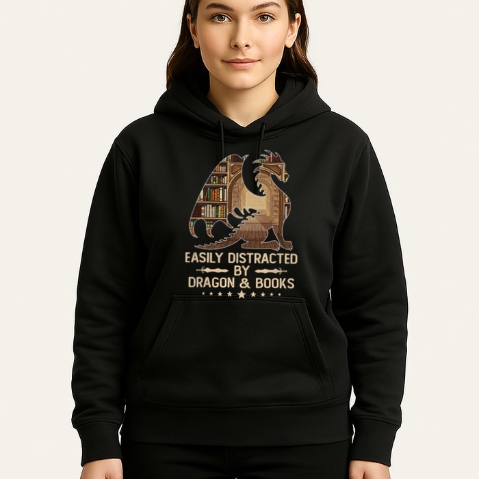 Easily Distracted By Dragons And Books Hoodie