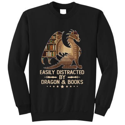 Easily Distracted By Dragons And Books Sweatshirt
