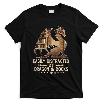 Easily Distracted By Dragons And Books T-Shirt