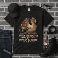 Easily Distracted By Dragons And Books Tall T-Shirt