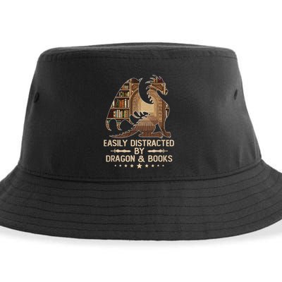 Easily Distracted By Dragons And Books Sustainable Bucket Hat