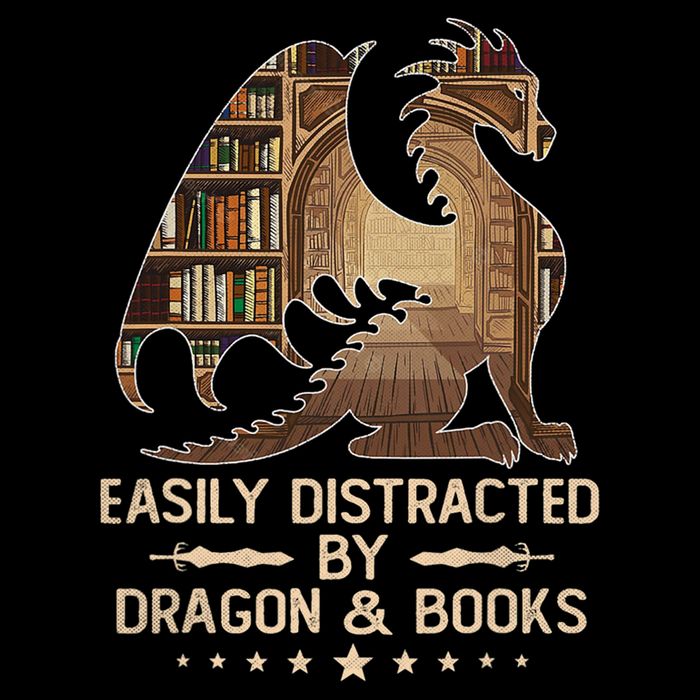 Easily Distracted By Dragons And Books Button
