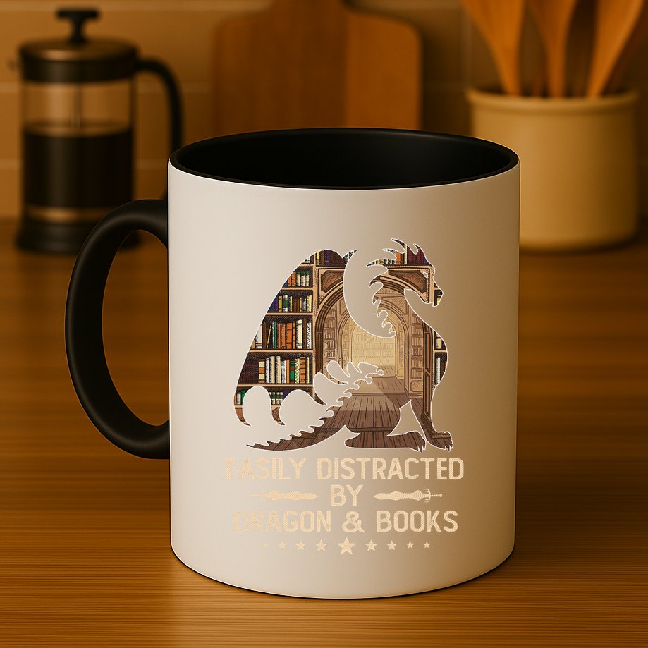 Easily Distracted By Dragons And Books Mug