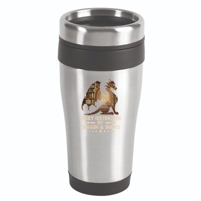 Easily Distracted By Dragons And Books 16oz Travel Tumbler