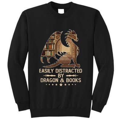 Easily Distracted By Dragons And Books Tall Sweatshirt