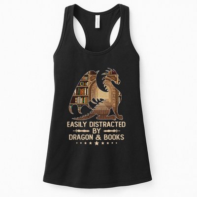 Easily Distracted By Dragons And Books Womens Tank Top
