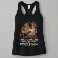 Easily Distracted By Dragons And Books Womens Tank Top
