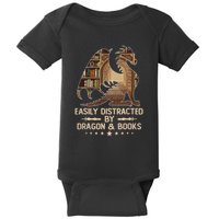 Easily Distracted By Dragons And Books Baby Bodysuit