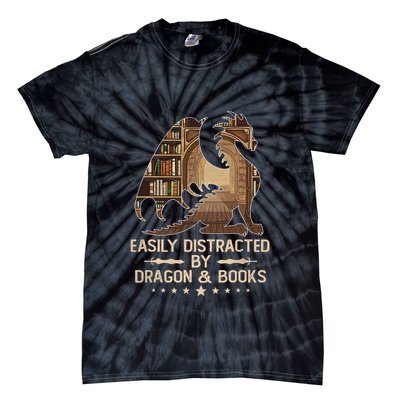 Easily Distracted By Dragons And Books Tie-Dye T-Shirt