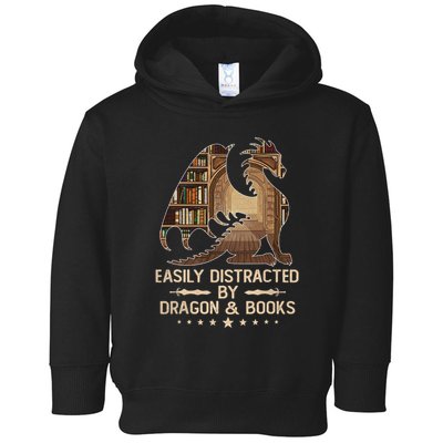 Easily Distracted By Dragons And Books Toddler Hoodie