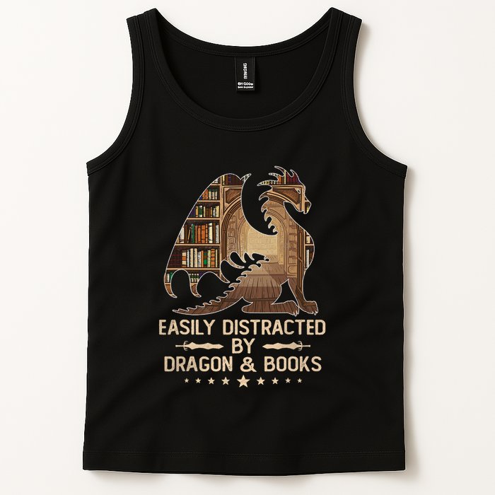Easily Distracted By Dragons And Books Tank Top
