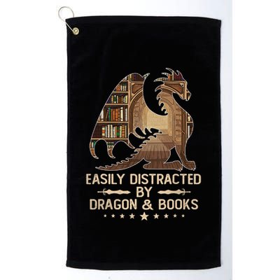 Easily Distracted By Dragons And Books Golf Towel