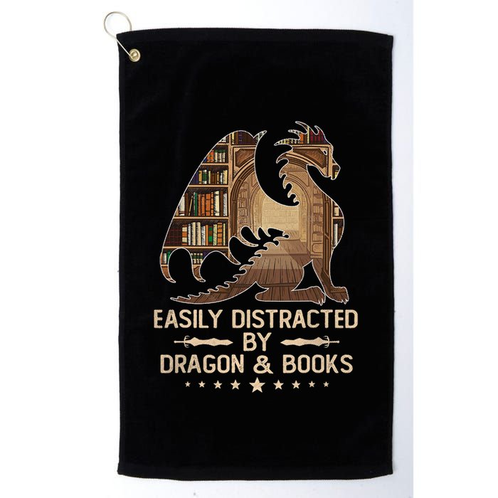 Easily Distracted By Dragons And Books Golf Towel