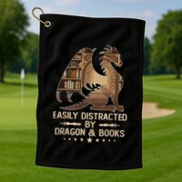Easily Distracted By Dragons And Books Golf Towel
