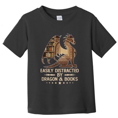 Easily Distracted By Dragons And Books Toddler T-Shirt