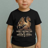 Easily Distracted By Dragons And Books Toddler T-Shirt