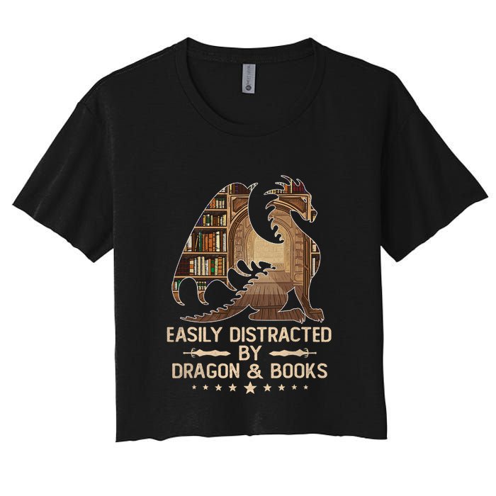 Easily Distracted By Dragons And Books Crop Top