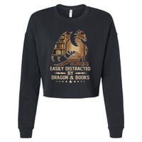 Easily Distracted By Dragons And Books Cropped Pullover Crew