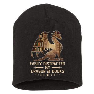 Easily Distracted By Dragons And Books Short Acrylic Beanie