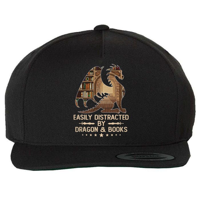 Easily Distracted By Dragons And Books Wool Snapback Cap