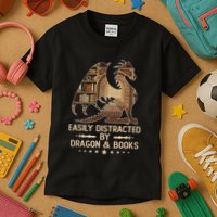 Easily Distracted By Dragons And Books Kids T-Shirt