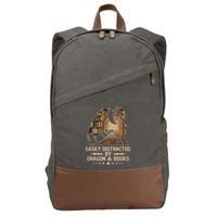 Easily Distracted By Dragons And Books Cotton Canvas Backpack