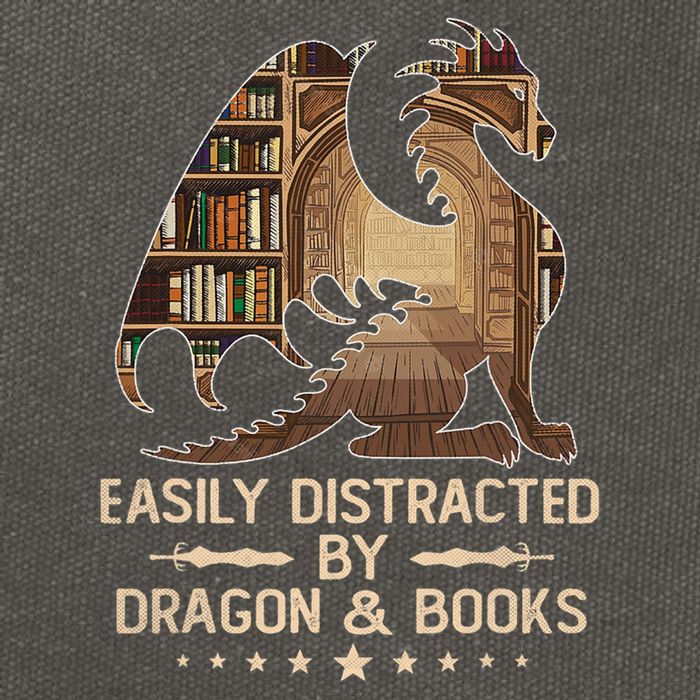 Easily Distracted By Dragons And Books Cotton Canvas Backpack