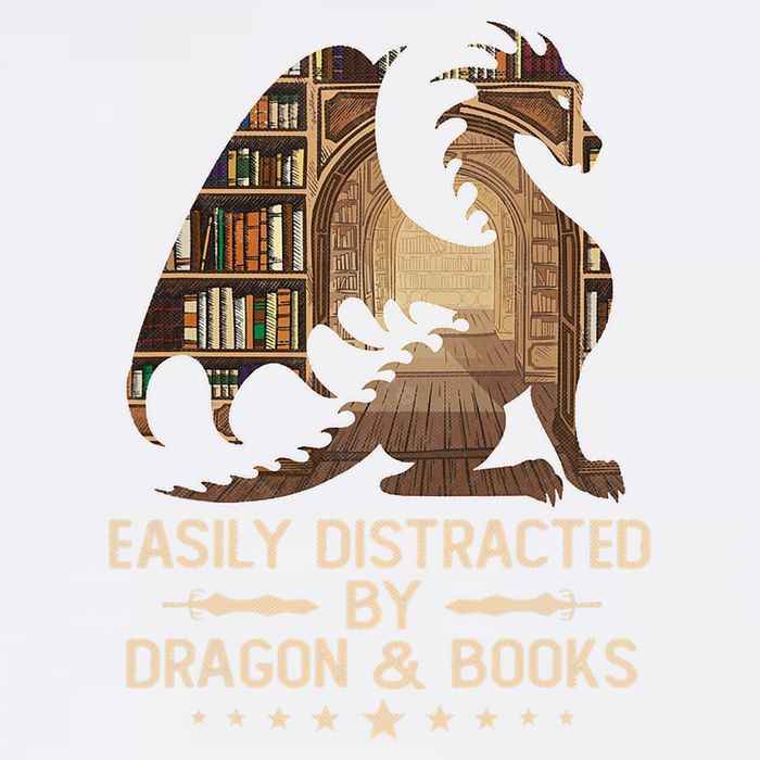 Easily Distracted By Dragons And Books Garment-Dyed Sweatshirt