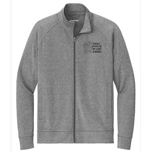 Easily Distracted By Cats And Books Funny Cat Stretch Full-Zip Cadet Jacket