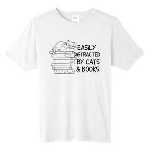 Easily Distracted By Cats And Books Funny Cat Tall Fusion ChromaSoft Performance T-Shirt