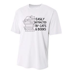 Easily Distracted By Cats And Books Funny Cat Performance Sprint T-Shirt