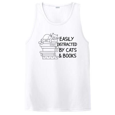 Easily Distracted By Cats And Books Funny Cat PosiCharge Competitor Tank