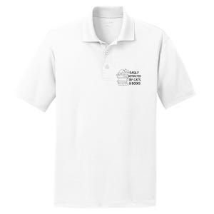 Easily Distracted By Cats And Books Funny Cat PosiCharge RacerMesh Polo