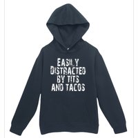 Easily Distracted By Tits And Tacos Funny Vintage Urban Pullover Hoodie