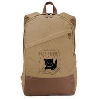 Easily Distracted By Cats And Books Funny Cat & Book Lover Cotton Canvas Backpack