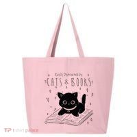 Easily Distracted By Cats And Books Funny Cat & Book Lover 25L Jumbo Tote