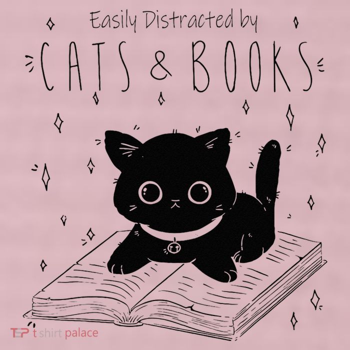 Easily Distracted By Cats And Books Funny Cat & Book Lover 25L Jumbo Tote
