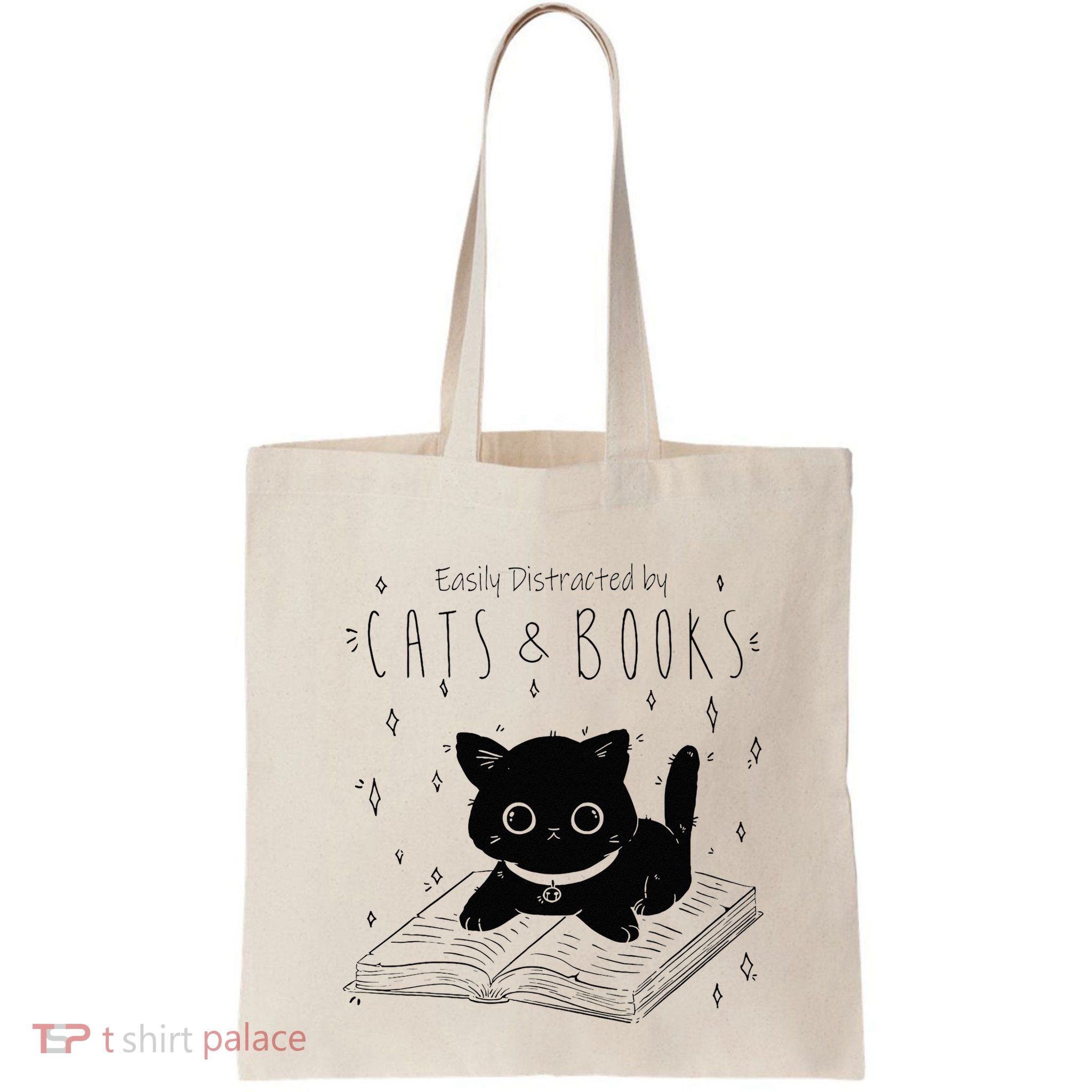 Easily Distracted By Cats And Books Funny Cat & Book Lover Bag