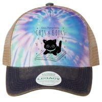 Easily Distracted By Cats And Books Funny Cat & Book Lover Legacy Tie Dye Trucker Hat