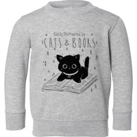 Easily Distracted By Cats And Books Funny Cat & Book Lover Toddler Sweatshirt