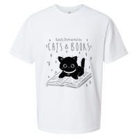 Easily Distracted By Cats And Books Funny Cat & Book Lover Sueded Cloud Jersey T-Shirt