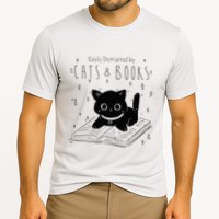 Easily Distracted By Cats And Books Funny Cat & Book Lover Performance Shirt