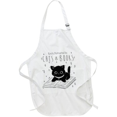 Easily Distracted By Cats And Books Funny Cat & Book Lover Apron