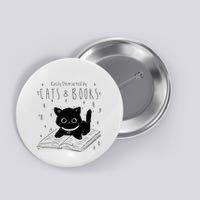 Easily Distracted By Cats And Books Funny Cat & Book Lover Button